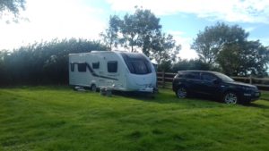 Caravan pitch at Withacott, North Devon, with beautiful views towards Exmoor